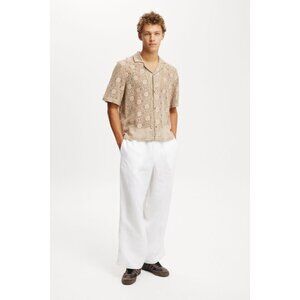 COTTON ON Men's Super Baggy Linen Pant Size S In White